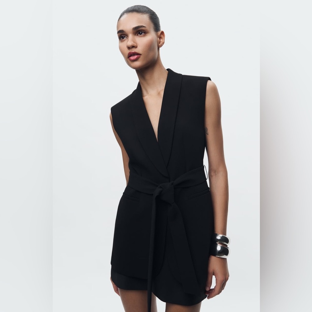 Zara Belted Tuxedo Vest/Blazer